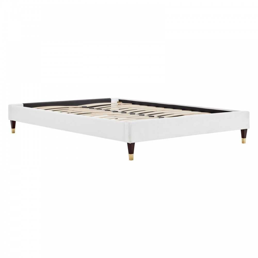 Elise Full Performance Velvet Platform Bed, White, MOD-6874-WHI