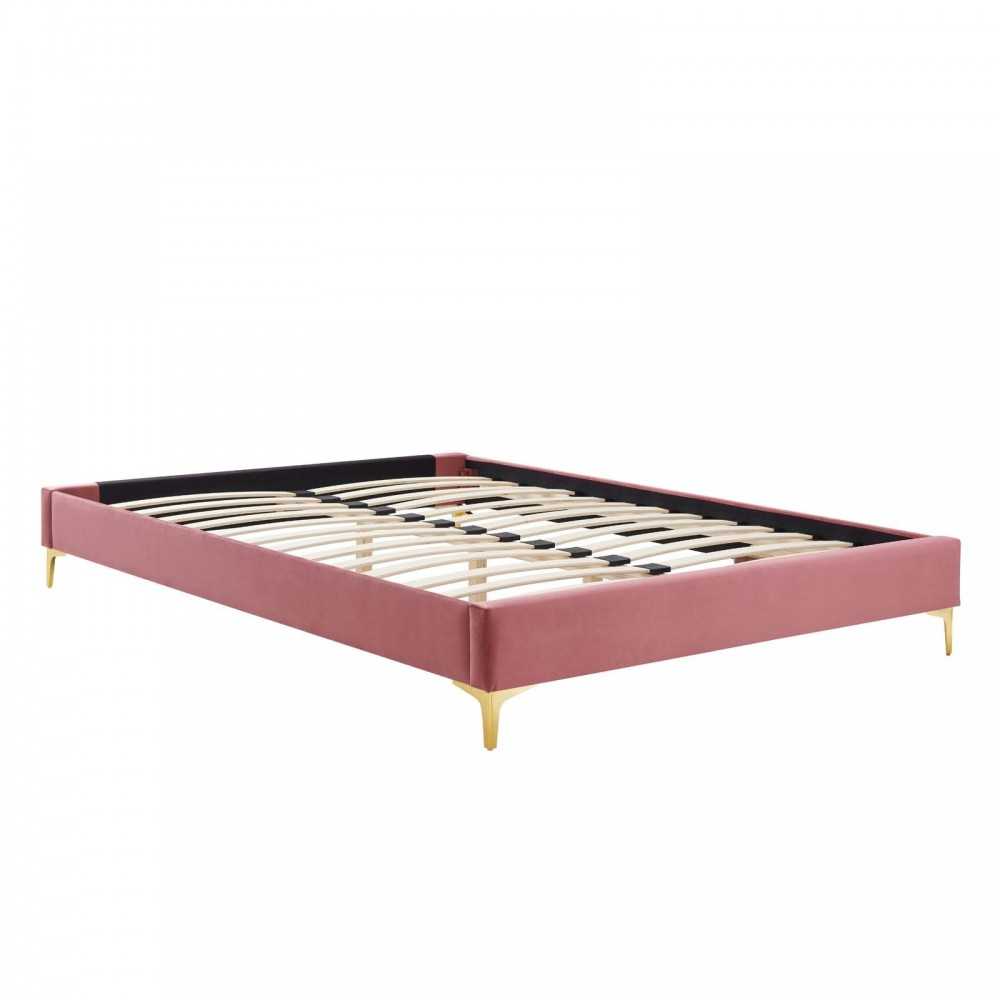 Elise King Performance Velvet Platform Bed, Dusty Rose, MOD-6881-DUS