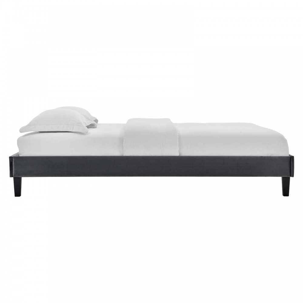 Elise King Performance Velvet Platform Bed, Charcoal, MOD-6878-CHA