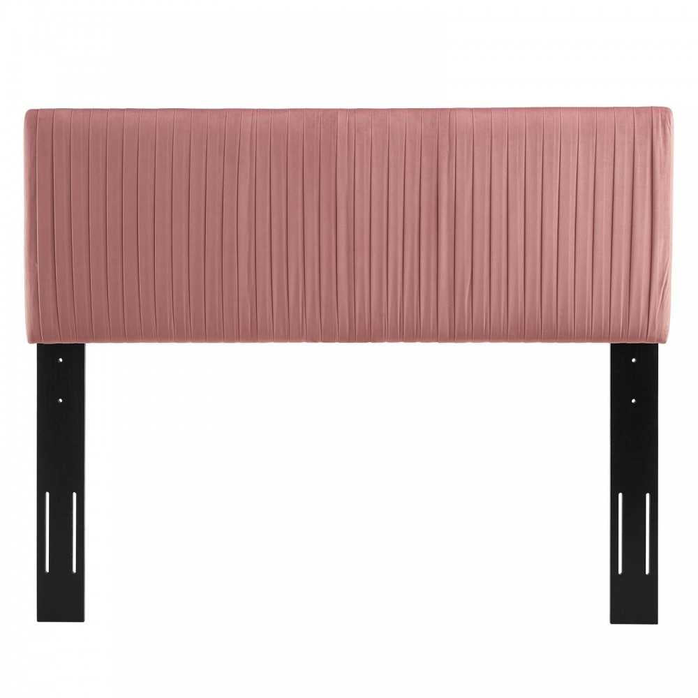 Eloise Channel Tufted Performance Velvet Twin Headboard, Dusty Rose