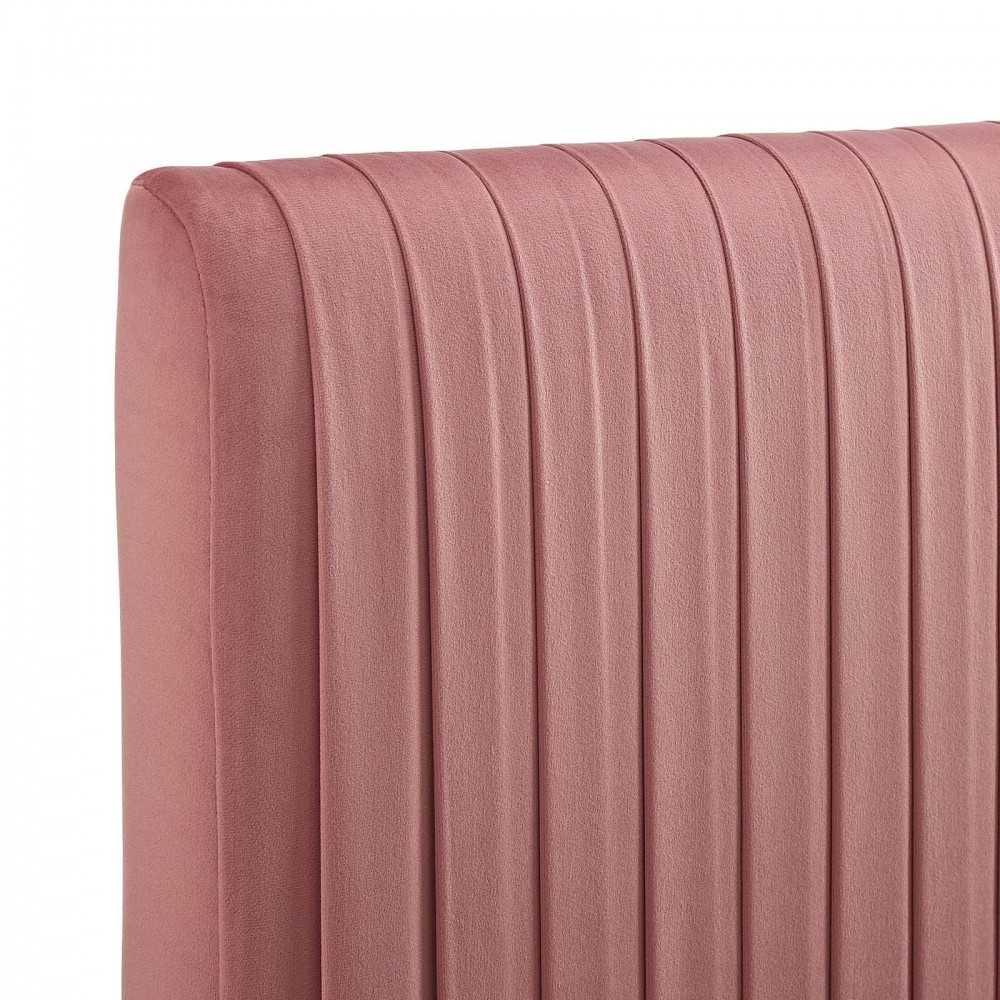 Eloise Channel Tufted Performance Velvet Twin Headboard, Dusty Rose
