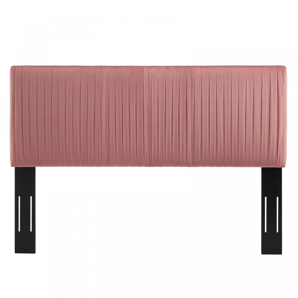 Eloise Channel Tufted Performance Velvet Twin Headboard, Dusty Rose