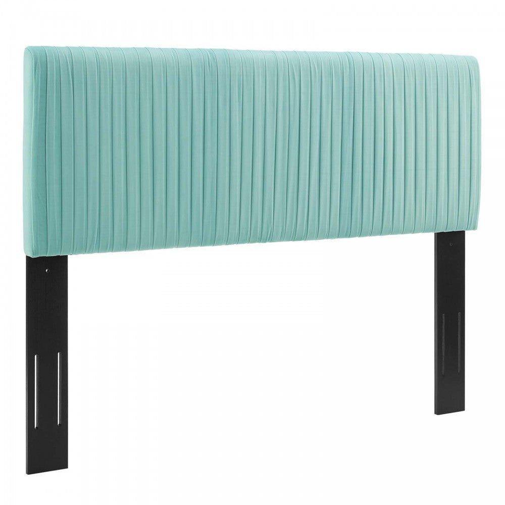 Eloise Channel Tufted Performance Velvet Twin Headboard, Mint