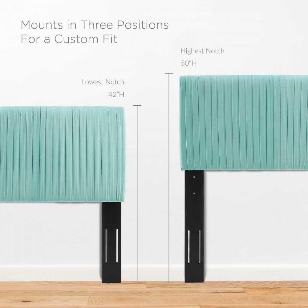 Eloise Channel Tufted Performance Velvet Twin Headboard, Mint