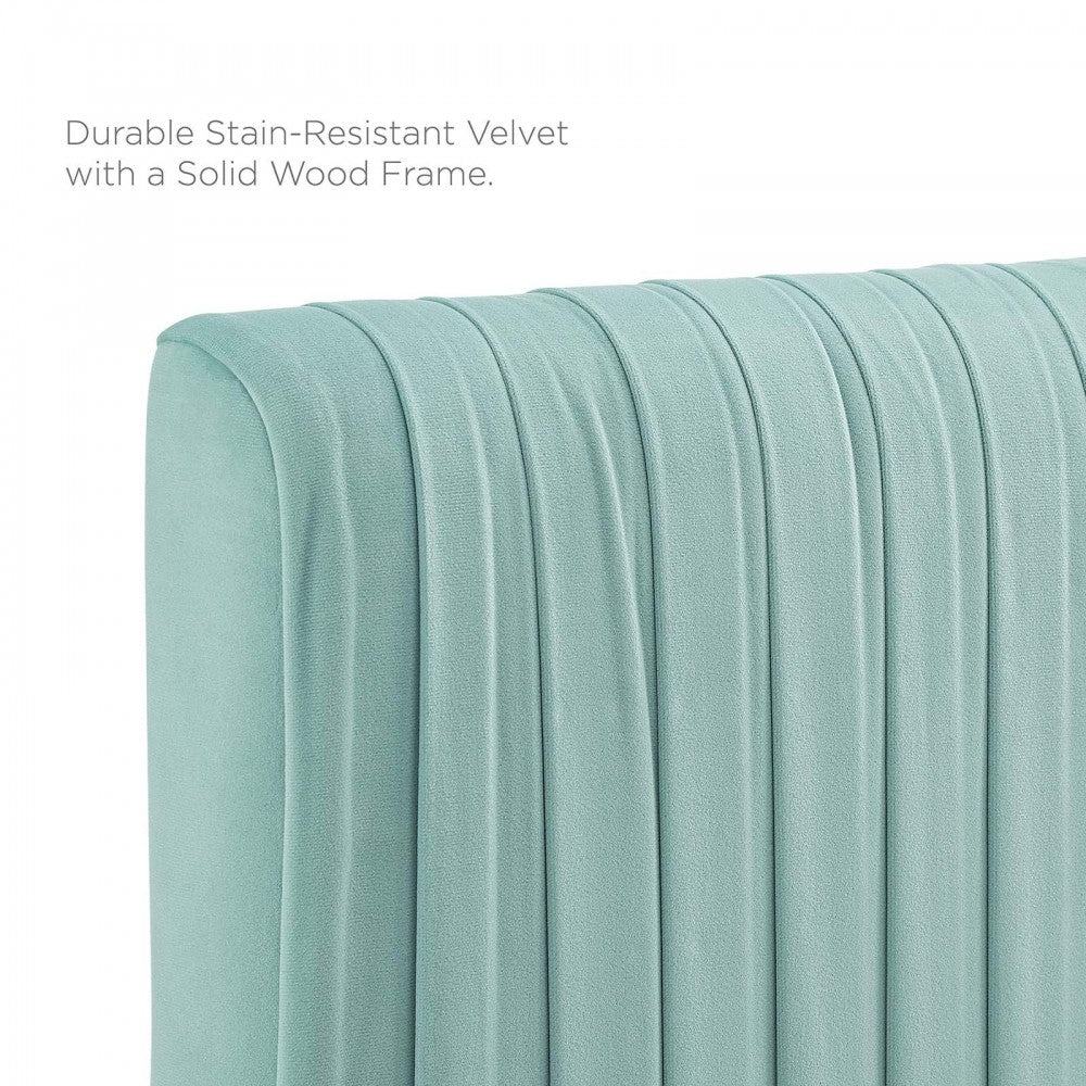 Eloise Channel Tufted Performance Velvet Twin Headboard, Mint