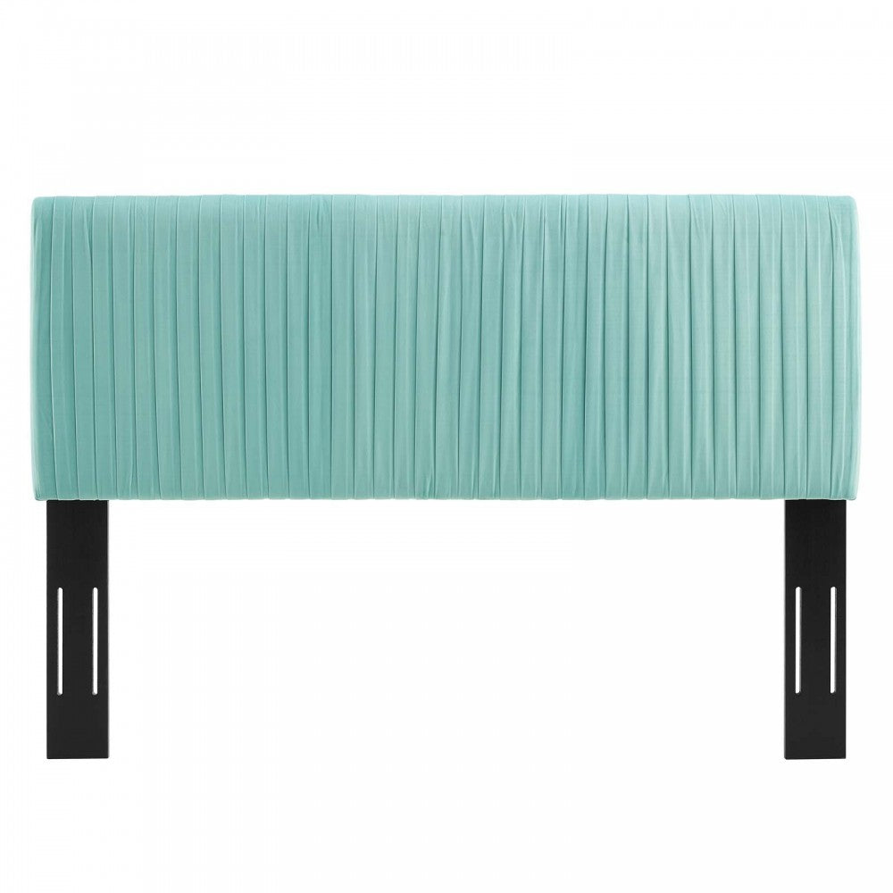 Eloise Channel Tufted Performance Velvet Twin Headboard, Mint