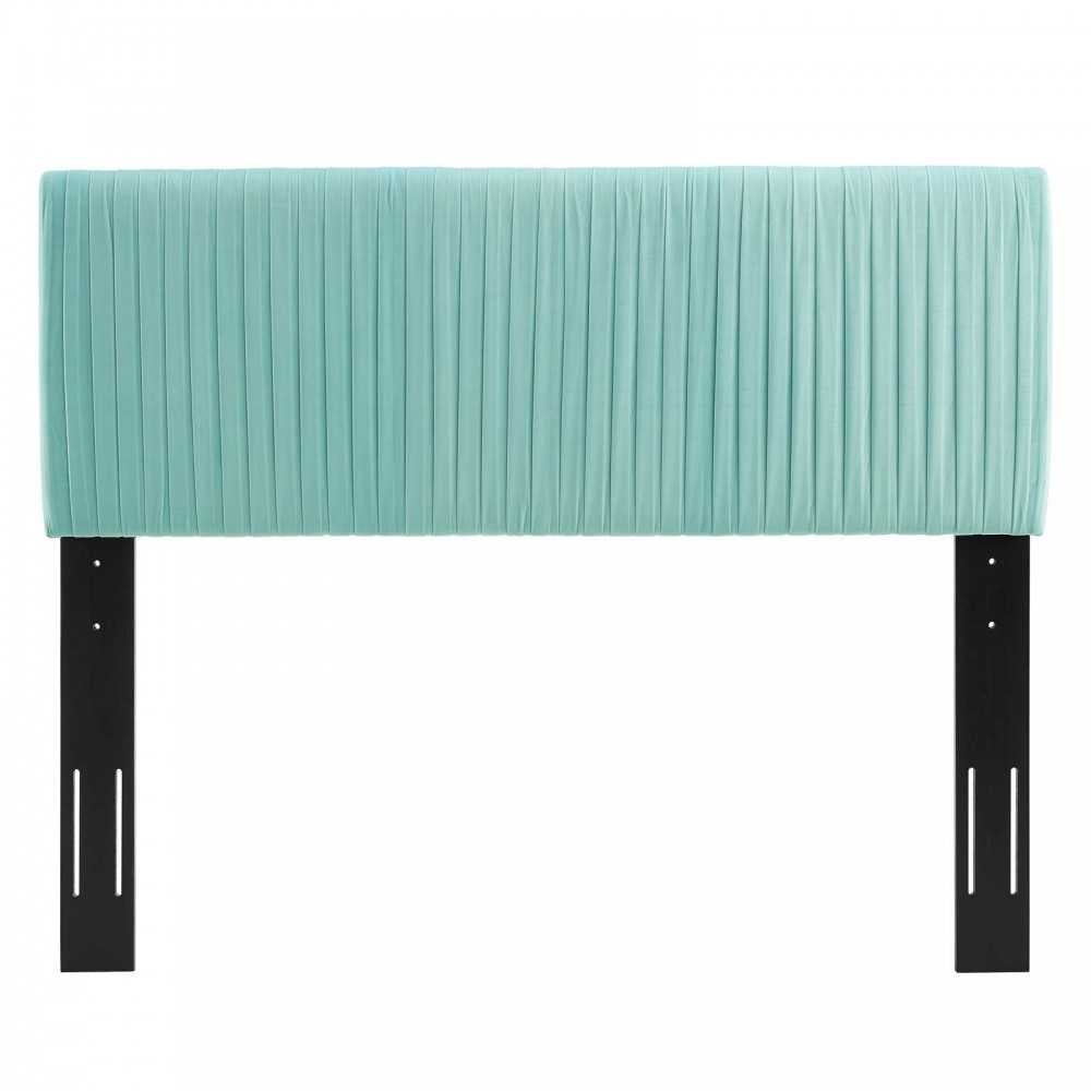 Eloise Channel Tufted Performance Velvet Twin Headboard, Mint