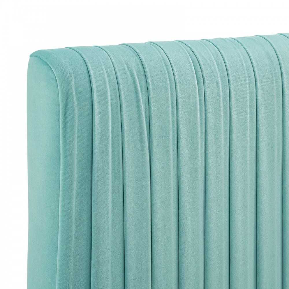 Eloise Channel Tufted Performance Velvet Twin Headboard, Mint