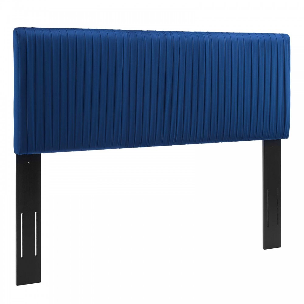Eloise Channel Tufted Performance Velvet Twin Headboard, Navy