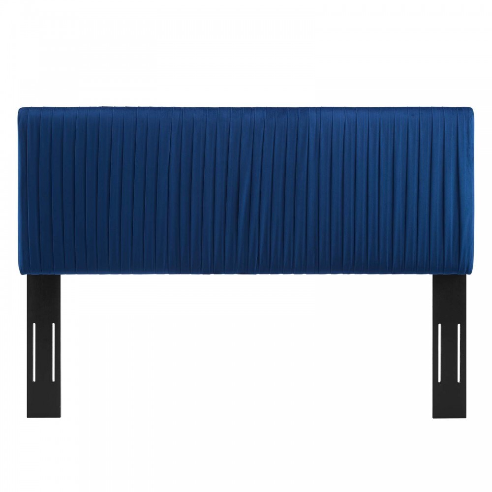 Eloise Channel Tufted Performance Velvet Twin Headboard, Navy