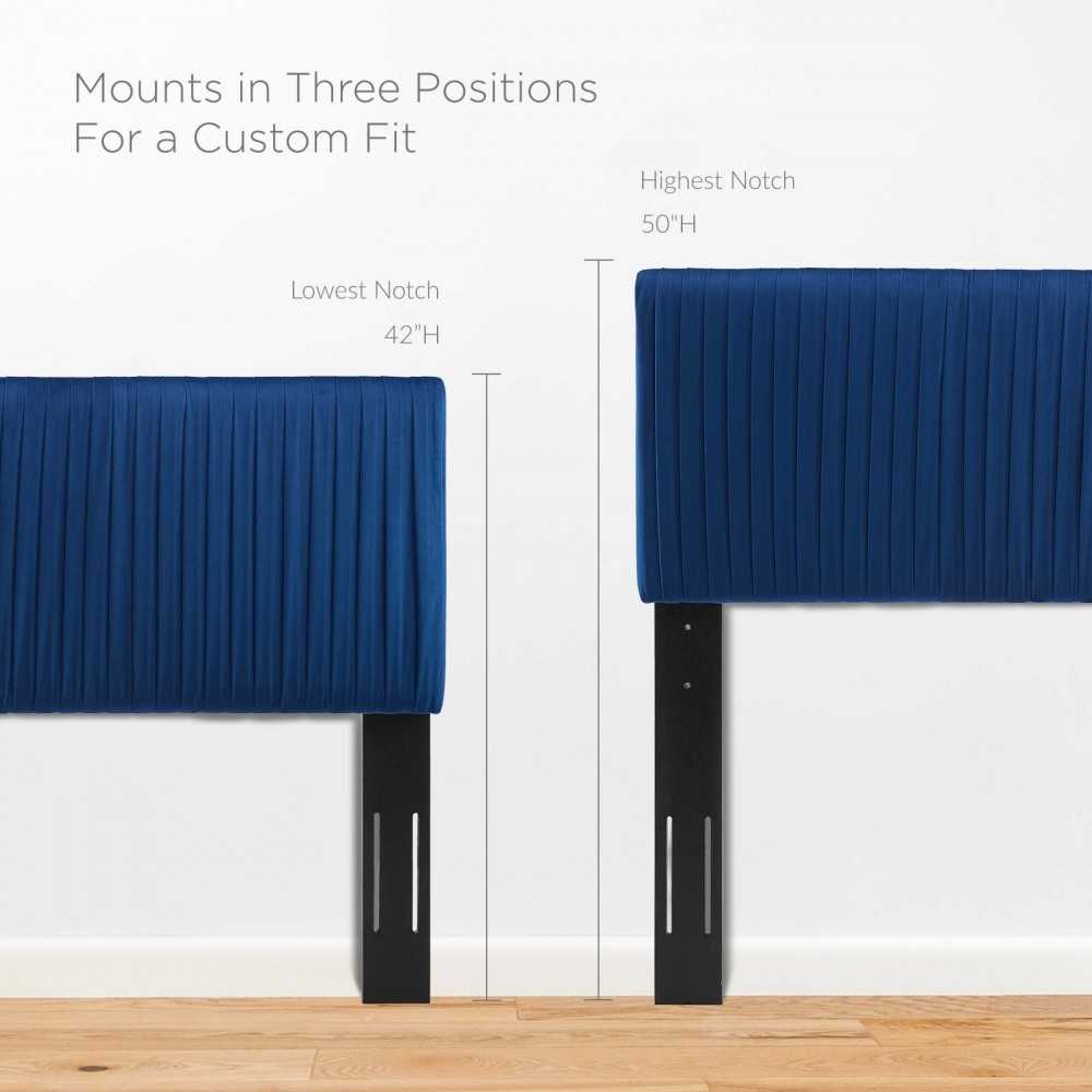 Eloise Channel Tufted Performance Velvet Twin Headboard, Navy