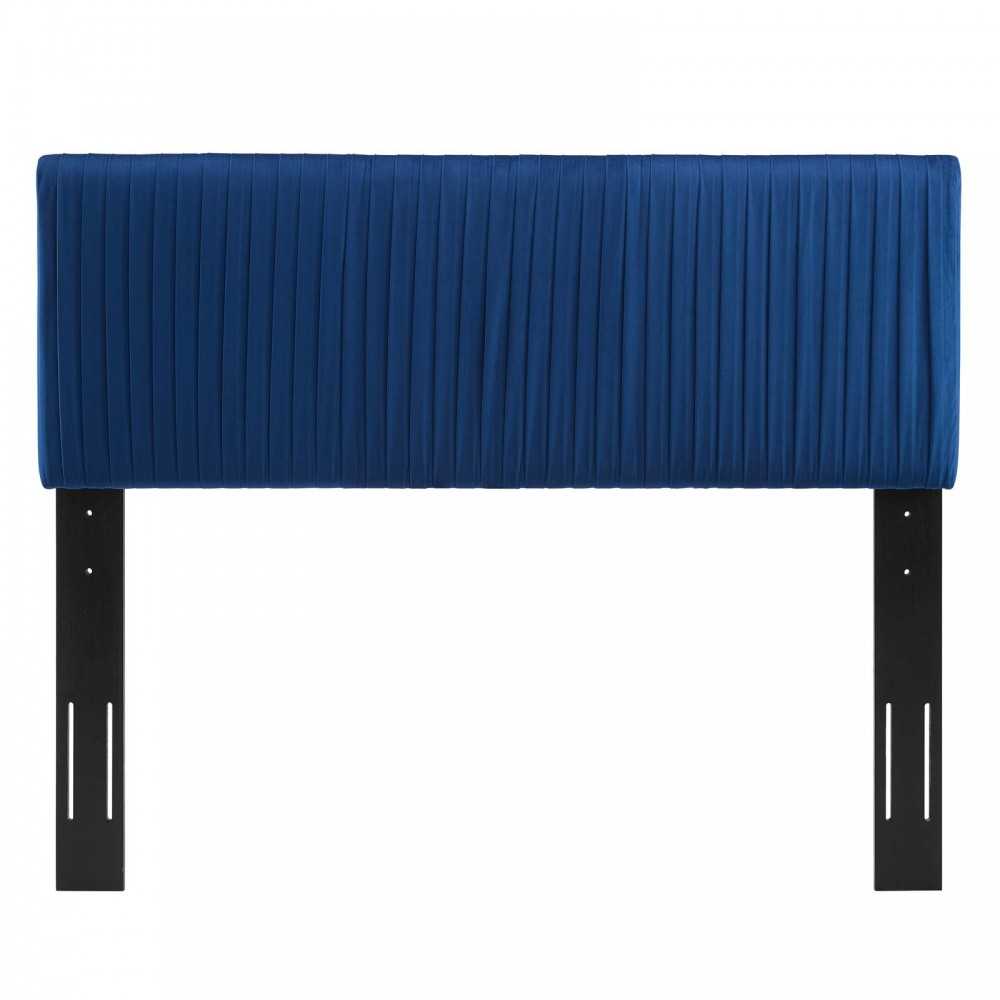 Eloise Channel Tufted Performance Velvet Twin Headboard, Navy