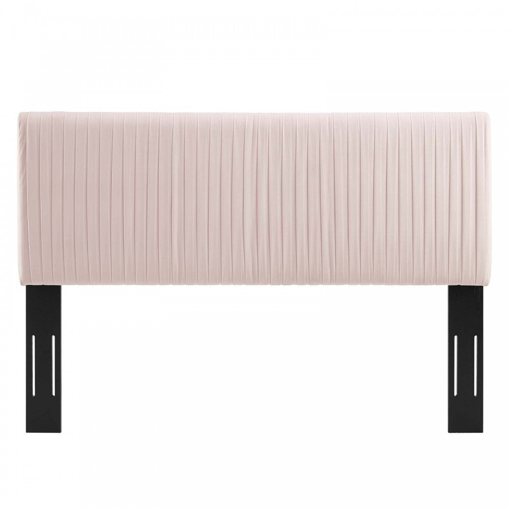 Eloise Channel Tufted Performance Velvet Twin Headboard, Pink