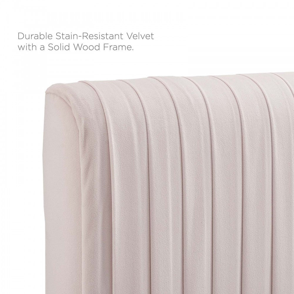 Eloise Channel Tufted Performance Velvet Twin Headboard, Pink