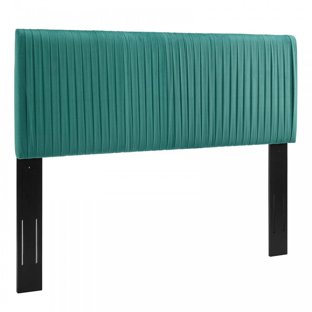 Eloise Channel Tufted Performance Velvet Twin Headboard, Teal