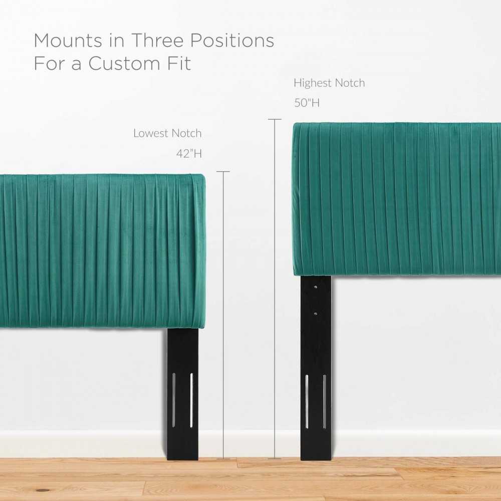 Eloise Channel Tufted Performance Velvet Twin Headboard, Teal