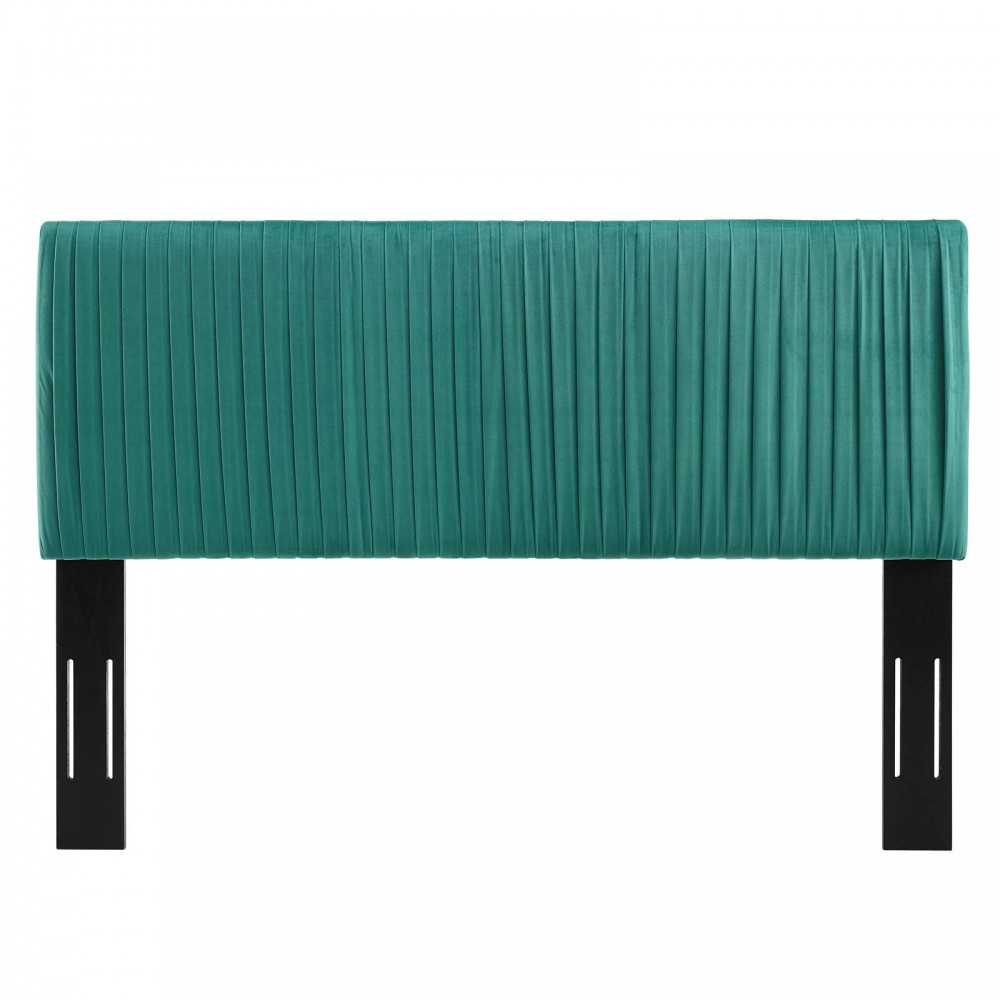 Eloise Channel Tufted Performance Velvet Twin Headboard, Teal
