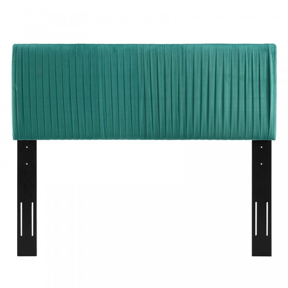 Eloise Channel Tufted Performance Velvet Twin Headboard, Teal