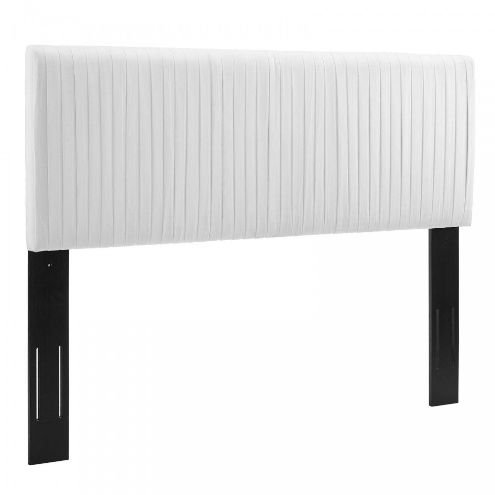 Eloise Channel Tufted Performance Velvet Twin Headboard, White