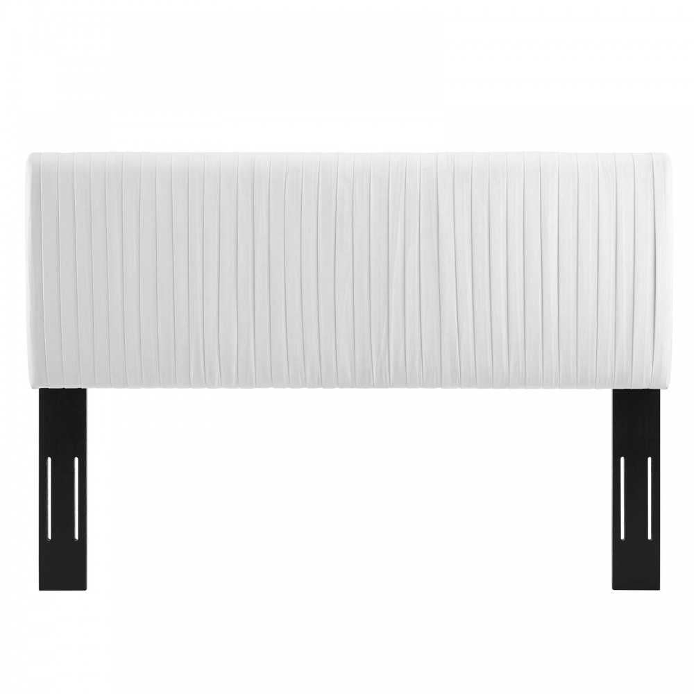 Eloise Channel Tufted Performance Velvet Twin Headboard, White
