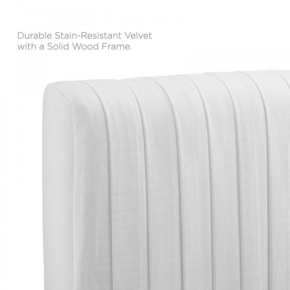 Eloise Channel Tufted Performance Velvet Twin Headboard, White