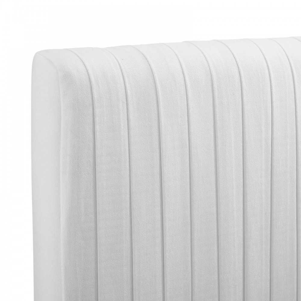 Eloise Channel Tufted Performance Velvet Twin Headboard, White