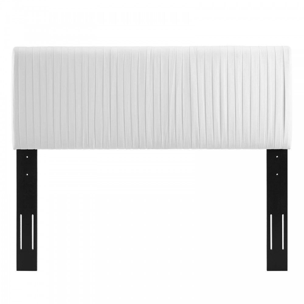 Eloise Channel Tufted Performance Velvet Twin Headboard, White