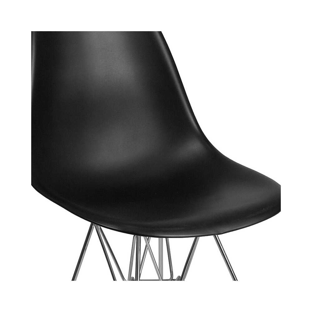 Elon Series Black Plastic Chair with Chrome Base