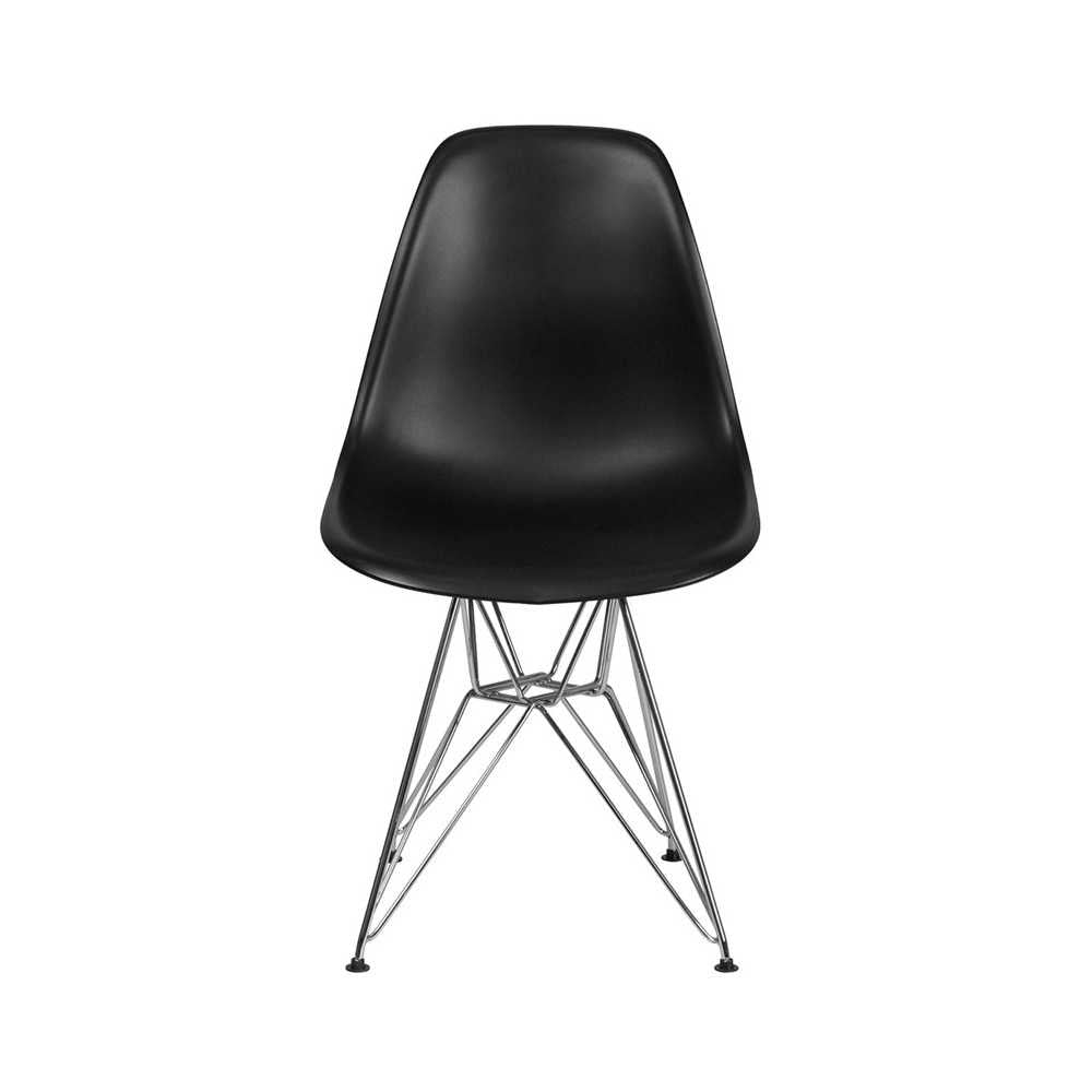 Elon Series Black Plastic Chair with Chrome Base