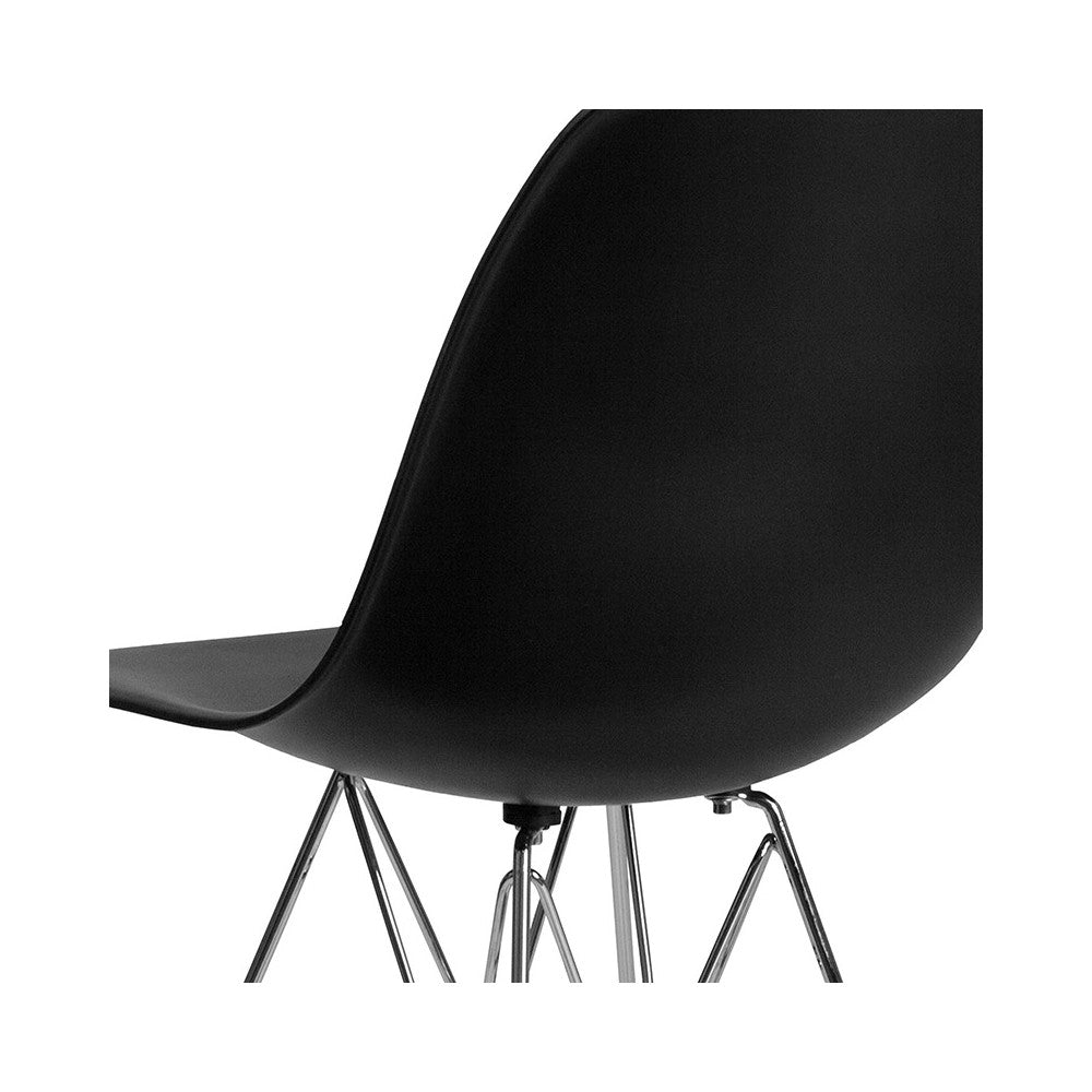 Elon Series Black Plastic Chair with Chrome Base