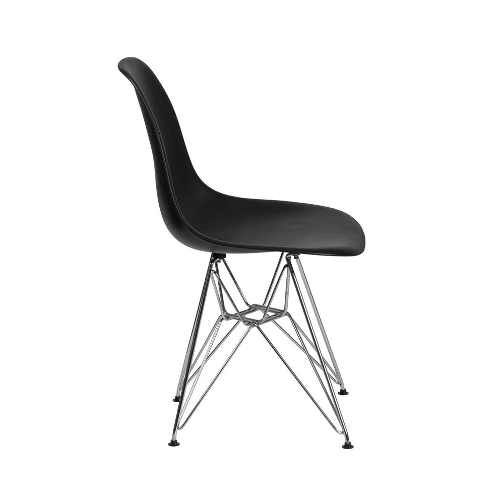 Elon Series Black Plastic Chair with Chrome Base