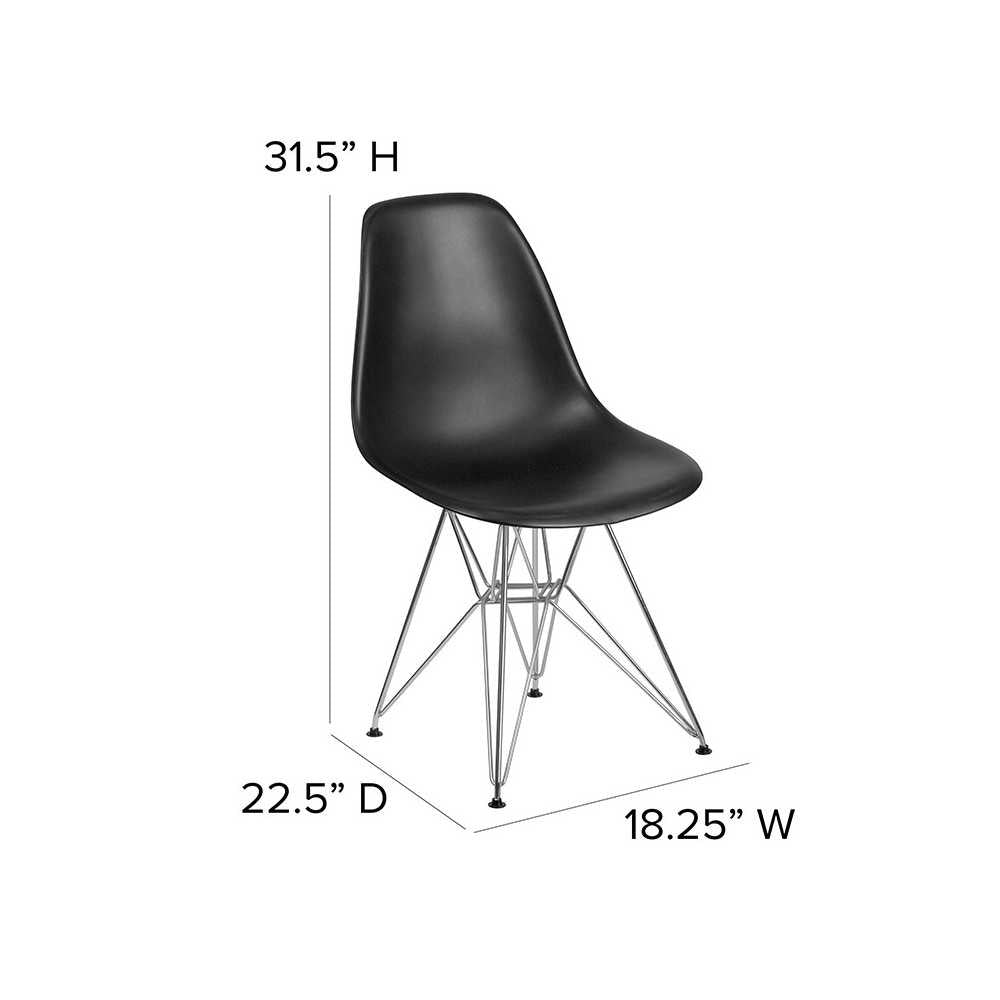 Elon Series Black Plastic Chair with Chrome Base