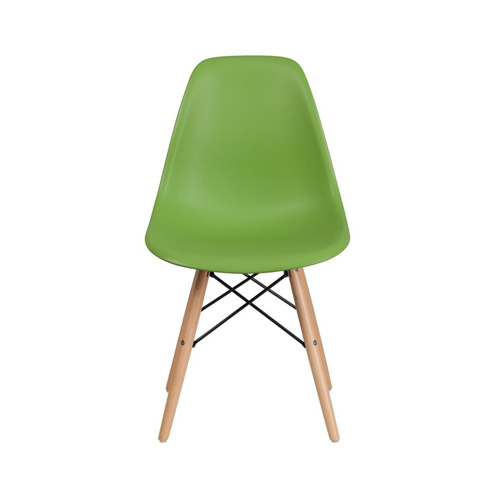 Elon Series Green Plastic Chair with Wooden Legs