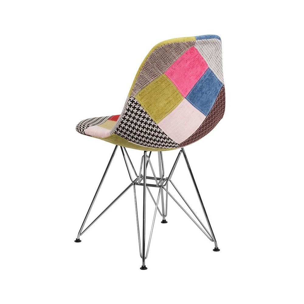 Elon Series Milan Patchwork Fabric Chair with Chrome Base