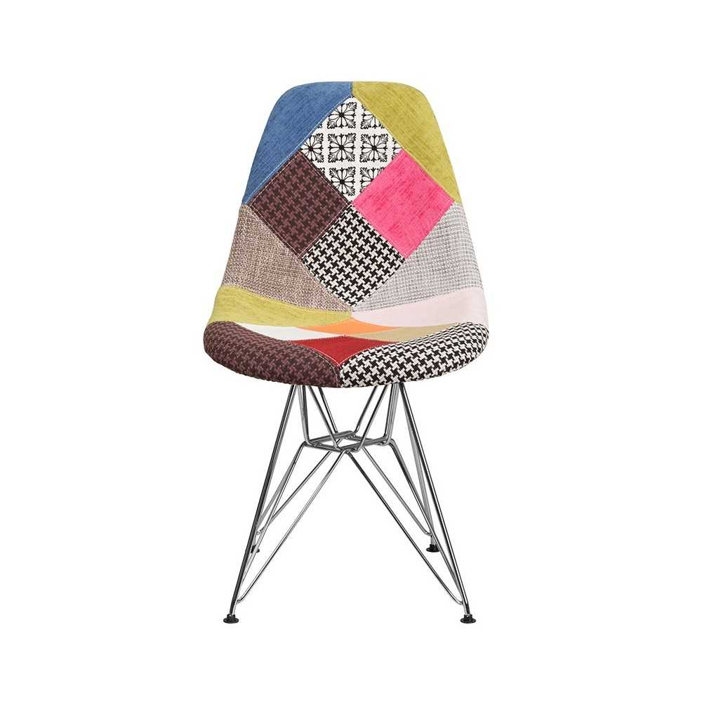 Elon Series Milan Patchwork Fabric Chair with Chrome Base
