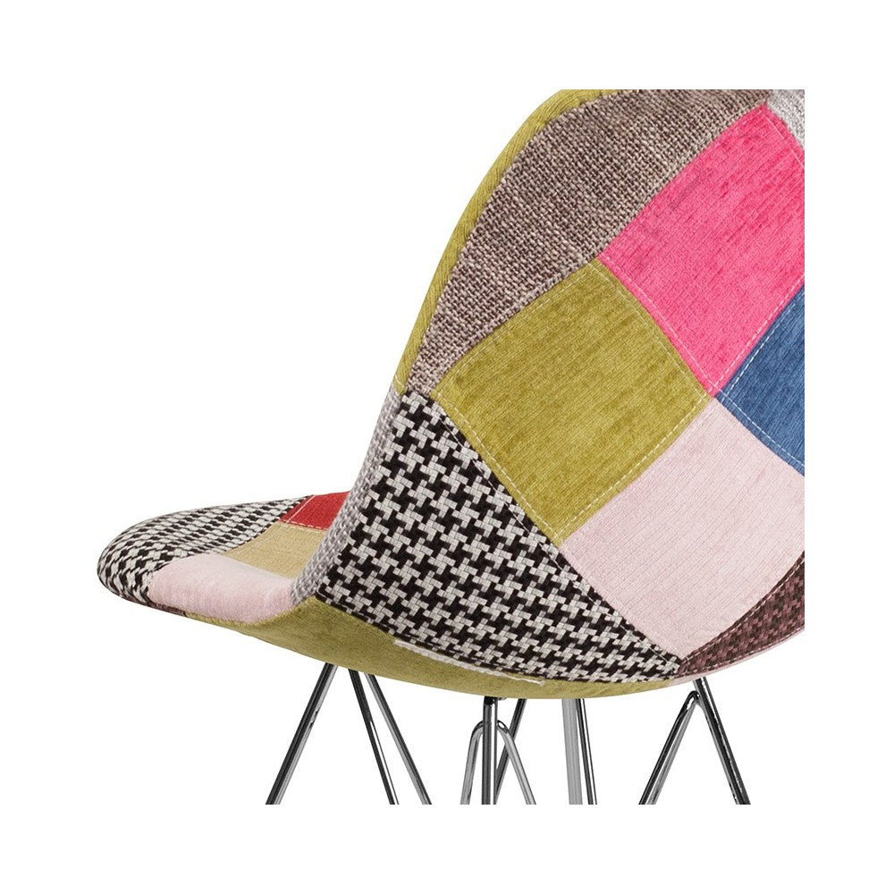 Elon Series Milan Patchwork Fabric Chair with Chrome Base