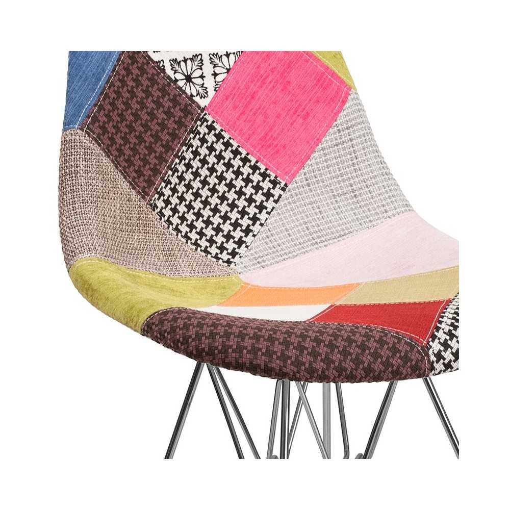 Elon Series Milan Patchwork Fabric Chair with Chrome Base