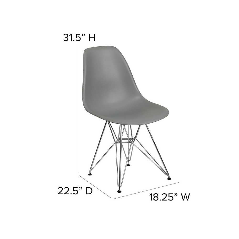 Elon Series Moss Gray Plastic Chair with Chrome Base