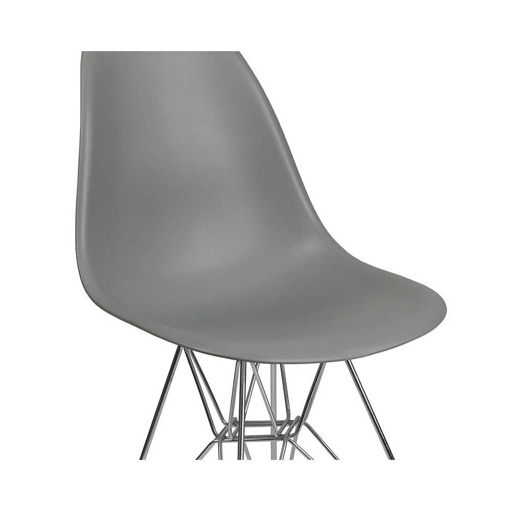 Elon Series Moss Gray Plastic Chair with Chrome Base