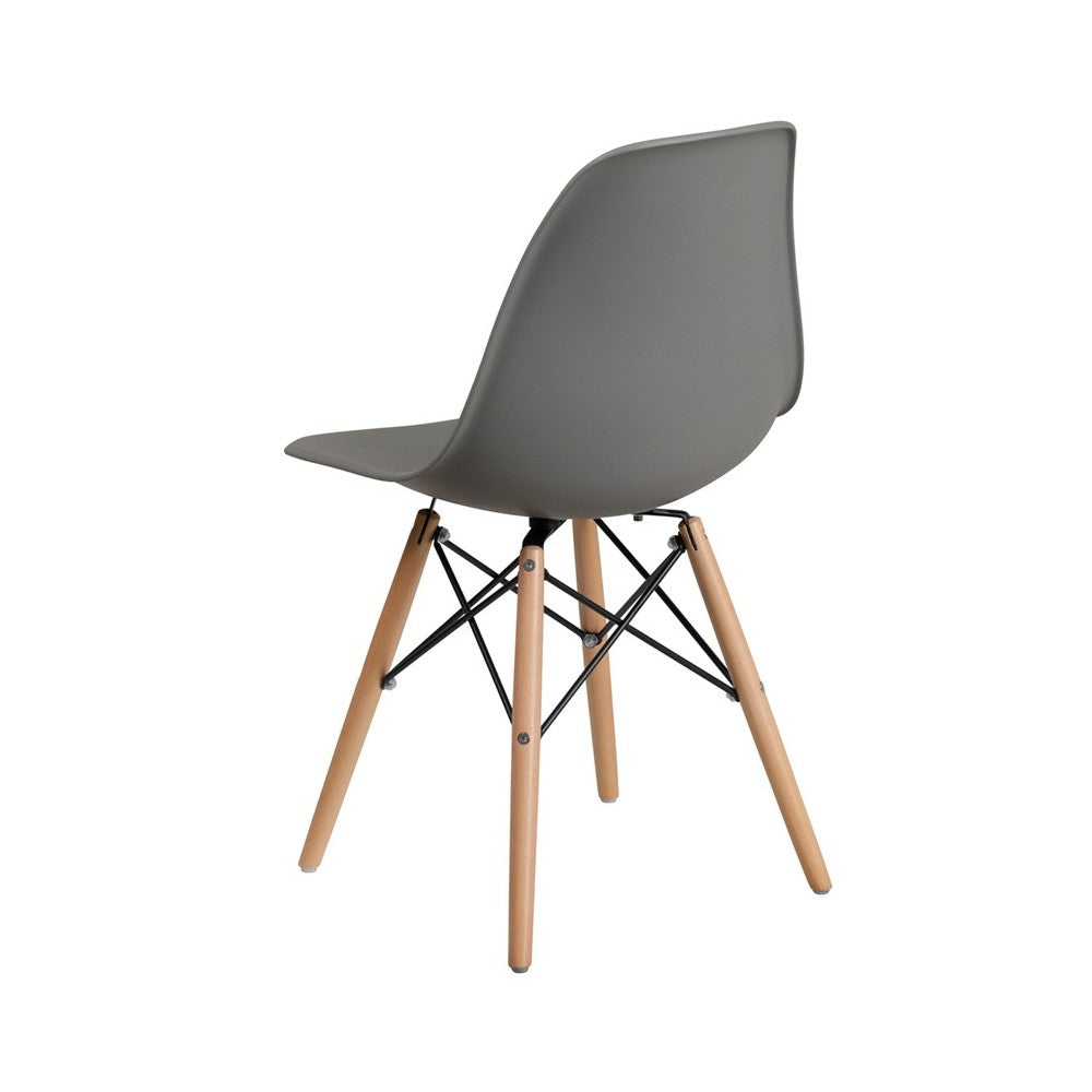 Elon Series Moss Gray Plastic Chair with Wooden Legs