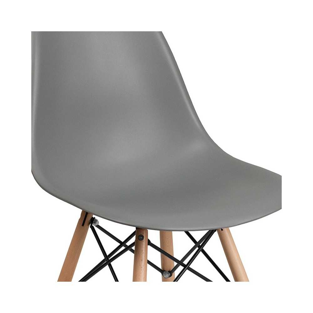 Elon Series Moss Gray Plastic Chair with Wooden Legs