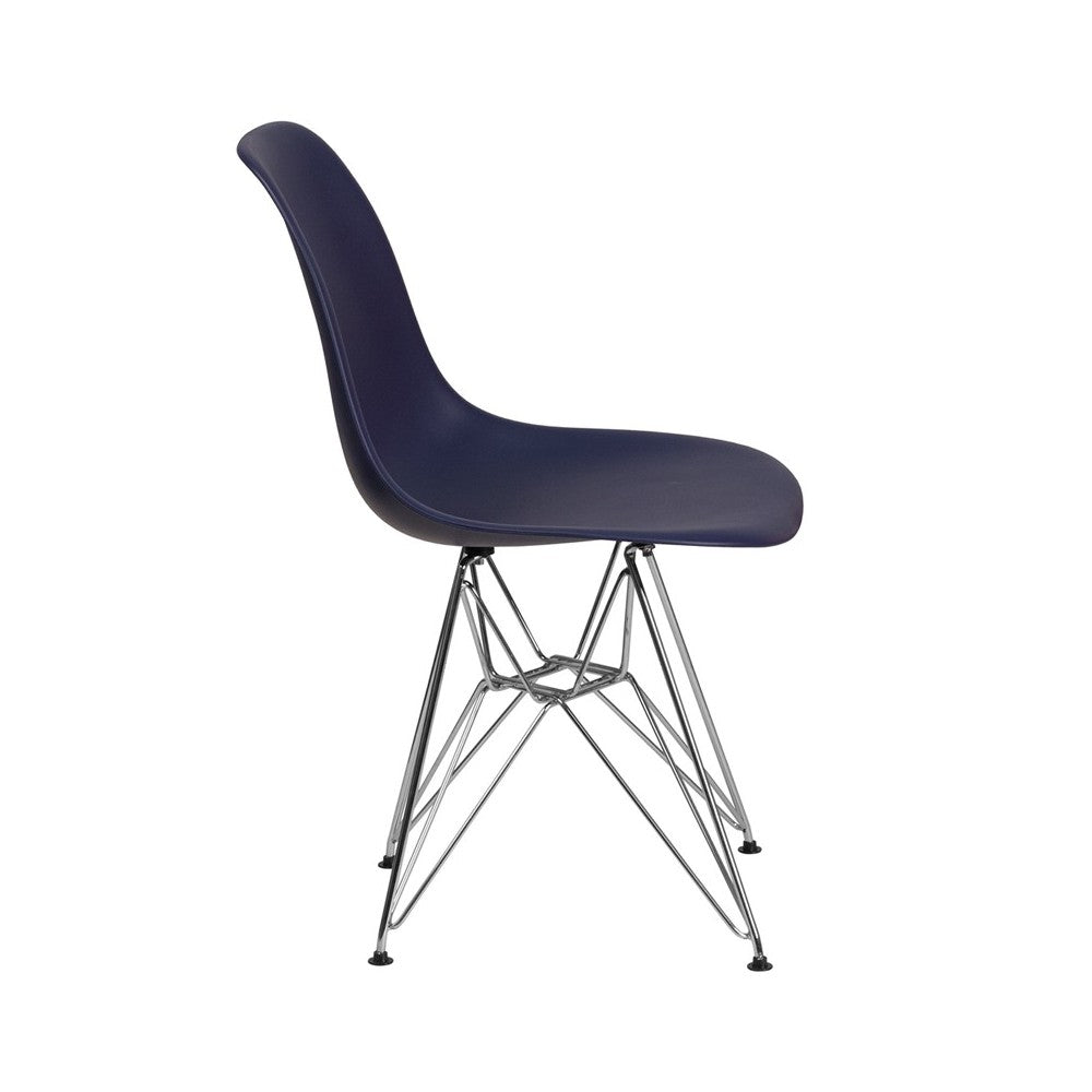 Elon Series Navy Plastic Chair with Chrome Base