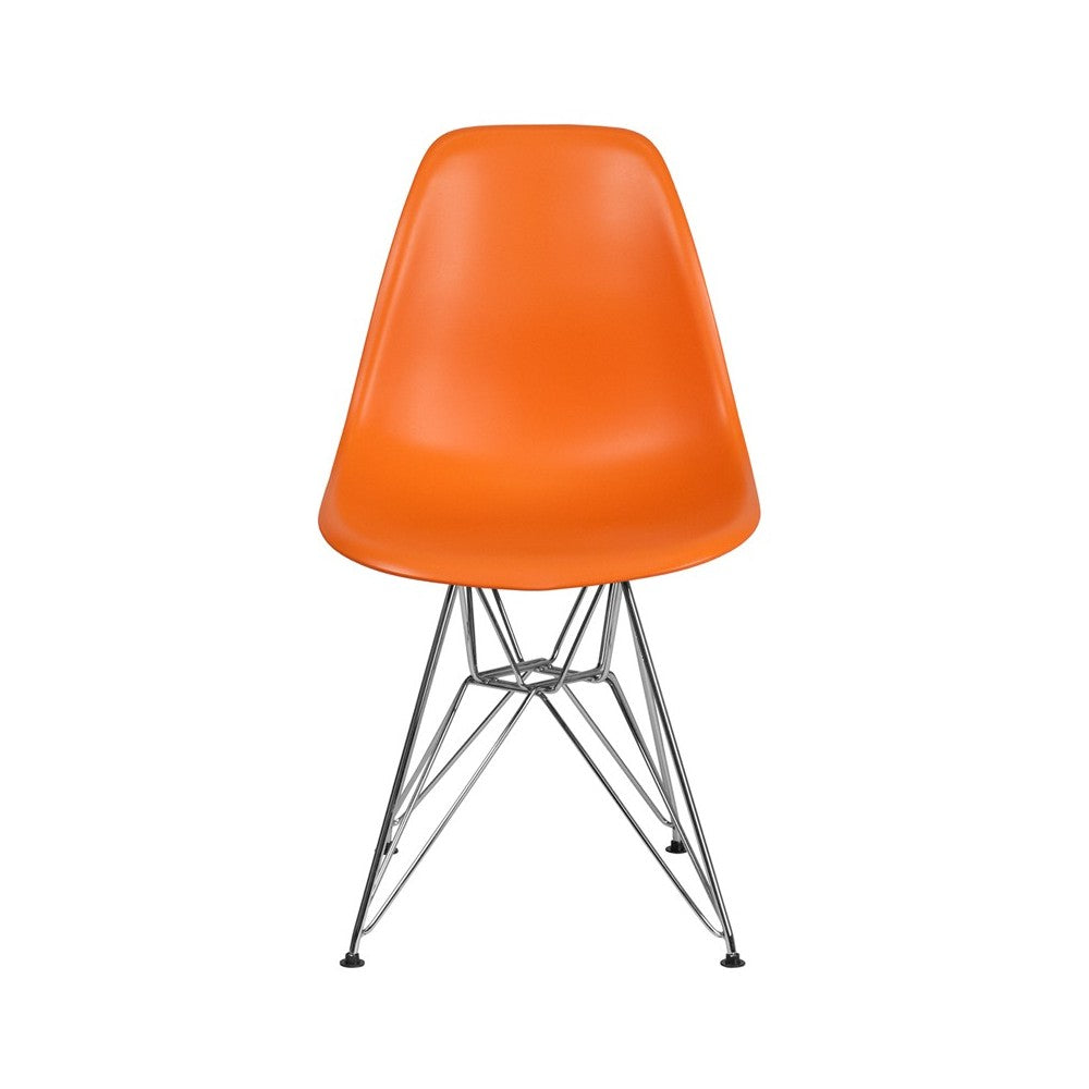 Elon Series Orange Plastic Chair with Chrome Base