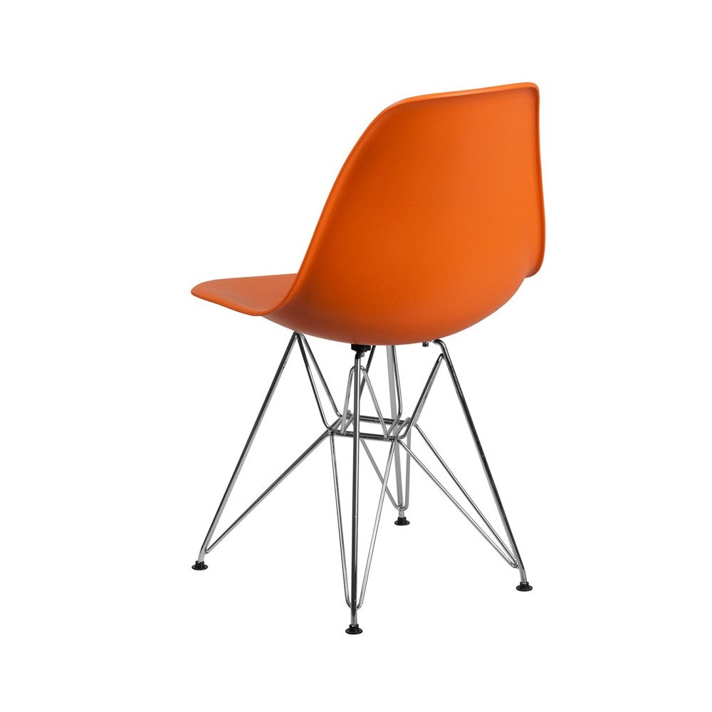 Elon Series Orange Plastic Chair with Chrome Base