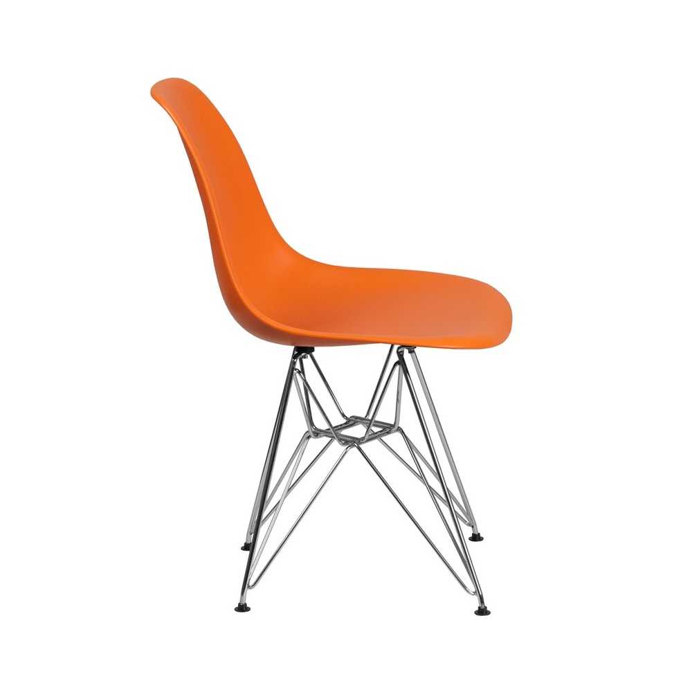 Elon Series Orange Plastic Chair with Chrome Base