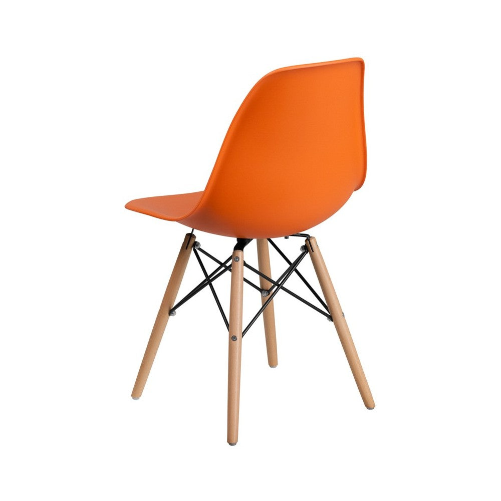 Elon Series Orange Plastic Chair with Wooden Legs