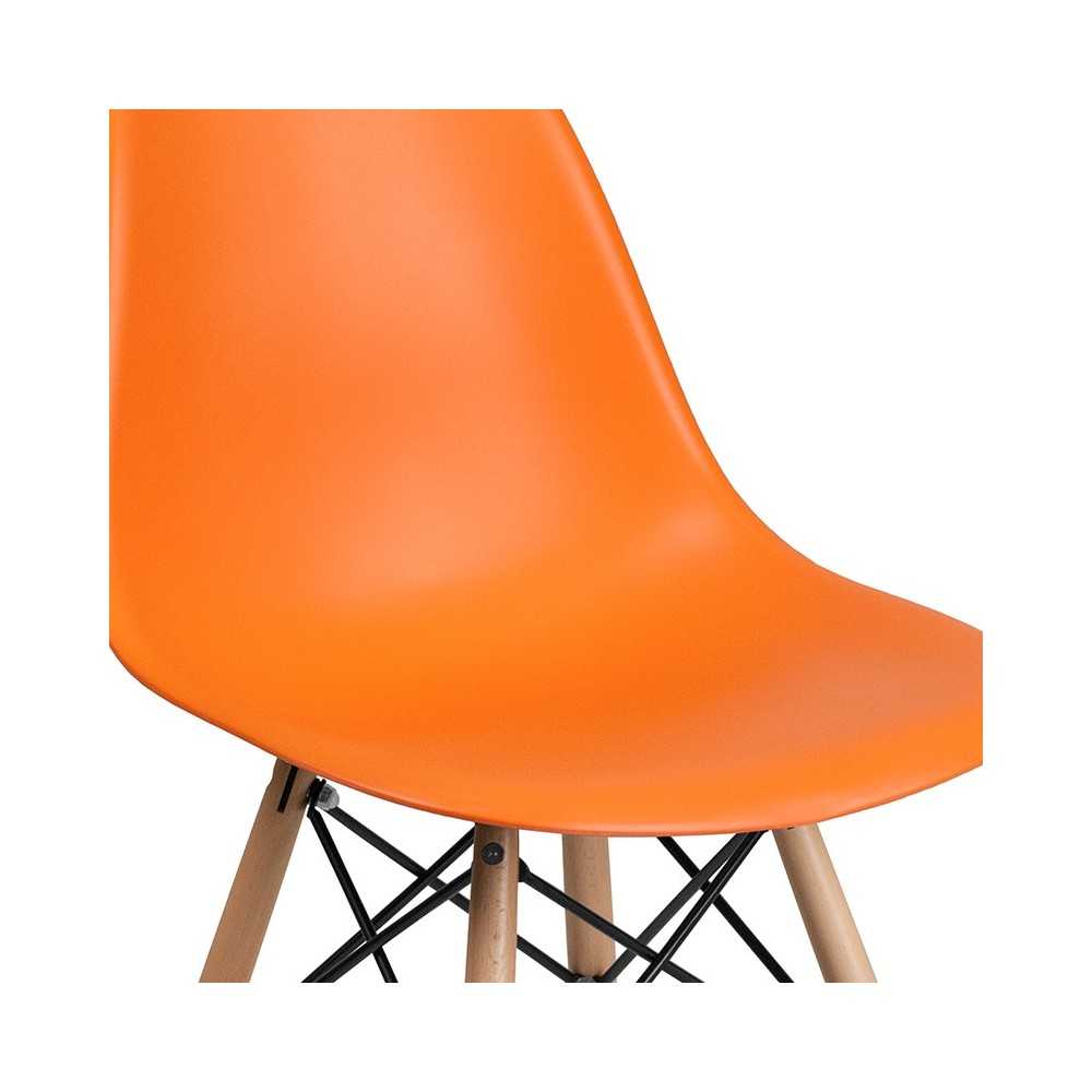 Elon Series Orange Plastic Chair with Wooden Legs