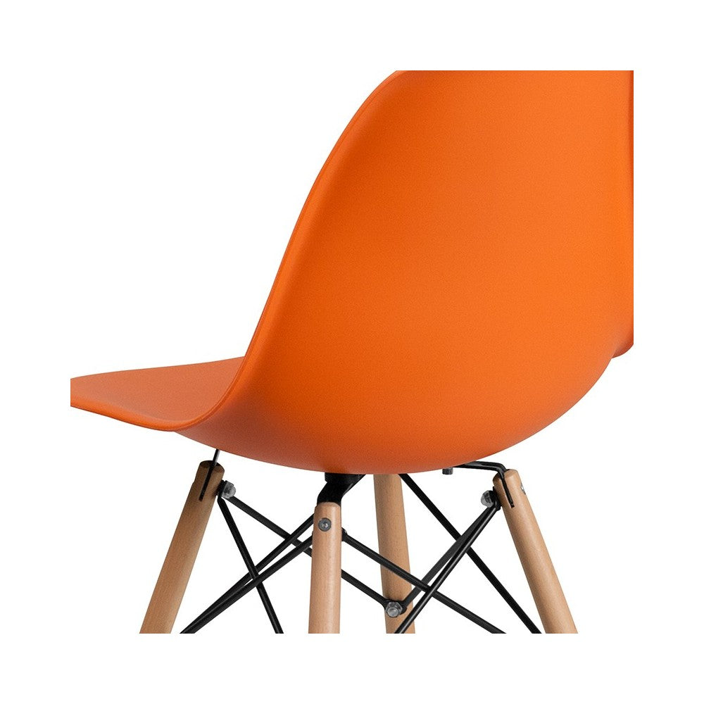 Elon Series Orange Plastic Chair with Wooden Legs