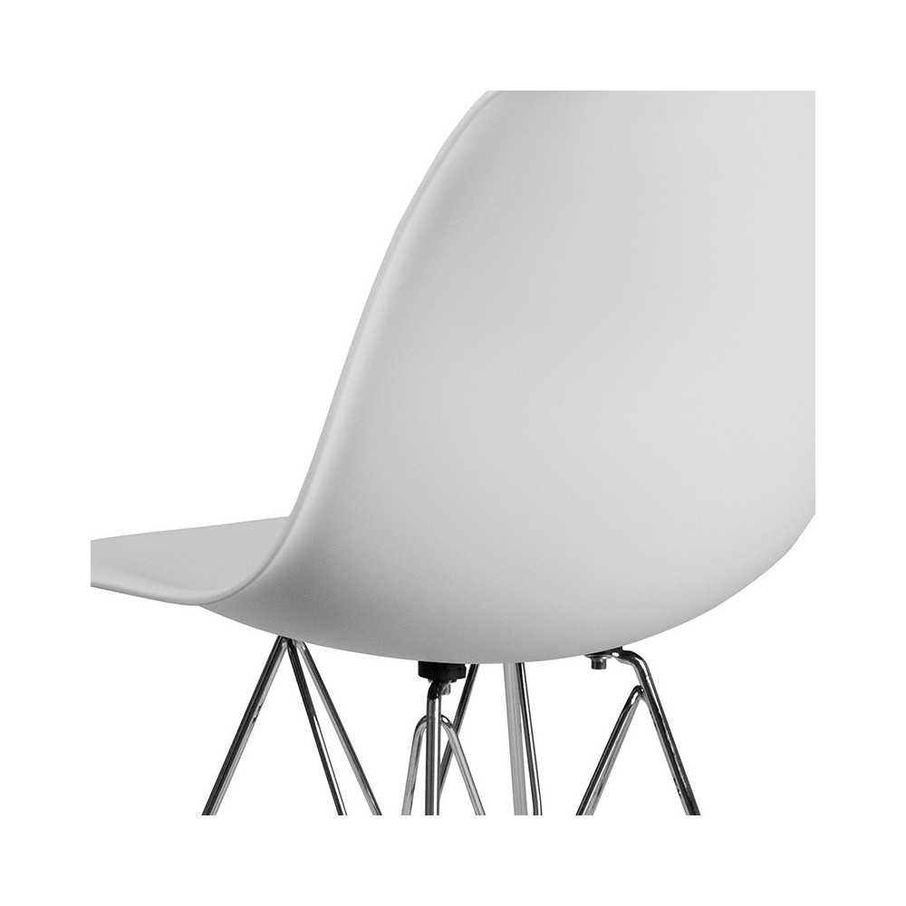 Elon Series White Plastic Chair with Chrome Base