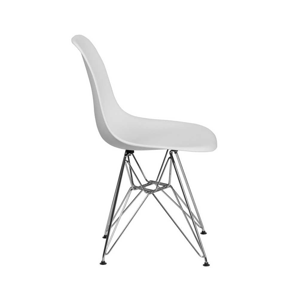 Elon Series White Plastic Chair with Chrome Base